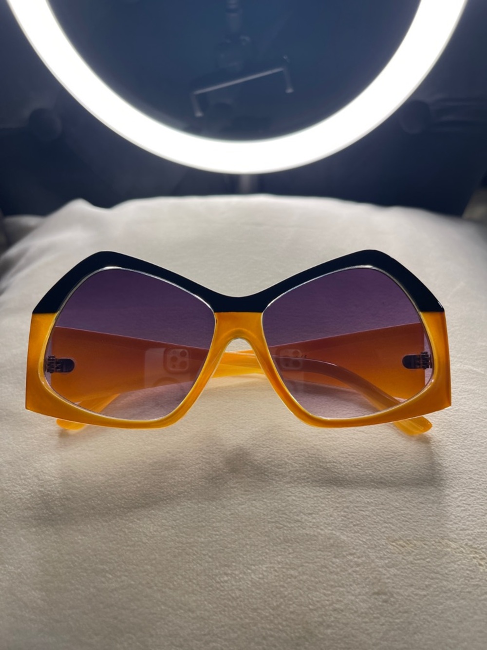 Bold Two-Tone Yellow and Black Oversized Women's Sunglasses